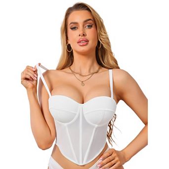 Mesh Sheer Corset Tops for Women Sleeveless Underwired Bustier Bra Going Out Tank Tops