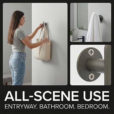 Coat Rack Wall Mount Aluminum Single Hook Coat Hook Hat Rack Rotating Wall Hooks 2Pcs1.0x3.0in