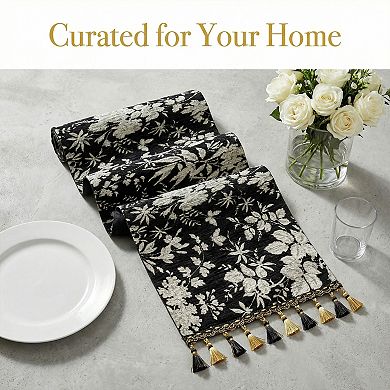Table Runner for Kitchen Decor Birthday Decoration Floral Kitchen Runner with Tassel 13.8x63in