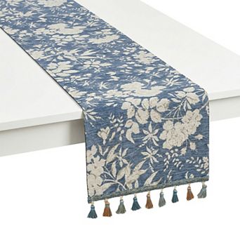 Table Runner for Kitchen Decor Birthday Decoration Floral Kitchen Runner with Tassel 13.8x63in