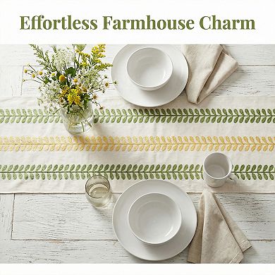 Table Runner for Kitchen Decor Polyester Floral with Tassel Kitchen Runner 15.4x70.9in