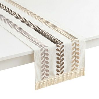 Table Runner for Kitchen Decor Polyester Floral with Tassel Kitchen Runner 15.4x70.9in