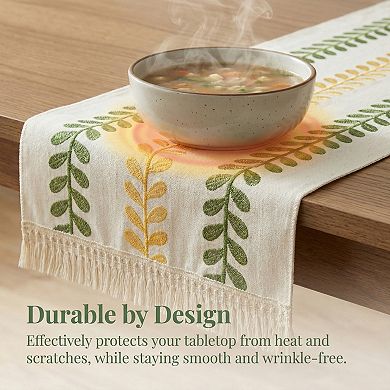 Table Runner for Kitchen Decor Polyester Floral with Tassel Kitchen Runner 15.4x63in