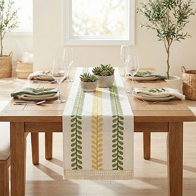 Table Runner for Kitchen Decor Polyester Floral with Tassel Kitchen Runner 15.4x63in