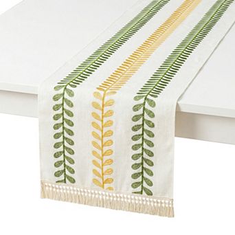 Table Runner for Kitchen Decor Polyester Floral with Tassel Kitchen Runner 15.4x63in