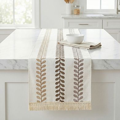 Table Runner for Kitchen Decor Polyester Floral with Tassel Kitchen Runner 15.4x106.3in