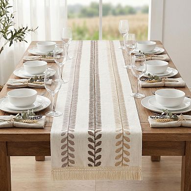 Table Runner for Kitchen Decor Polyester Floral with Tassel Kitchen Runner 15.4x106.3in