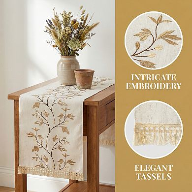 Long Washable Floral Table Runner for Kitchen and Dining Table Decor 15.4x63in