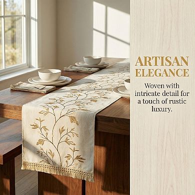 Long Washable Floral Table Runner for Kitchen and Dining Table Decor 15.4x63in
