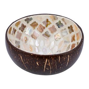 Handmade Natural Coconut Shell Decorative Bowl Catchall Tray Unique Hand Painted Art Bowl for Table