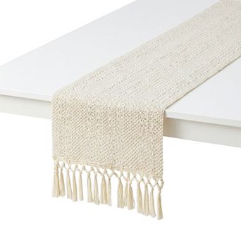 Table Runner with Tassel for Kitchen Decor Washable Cotton Runner for Kitchen 11.8x70.9in