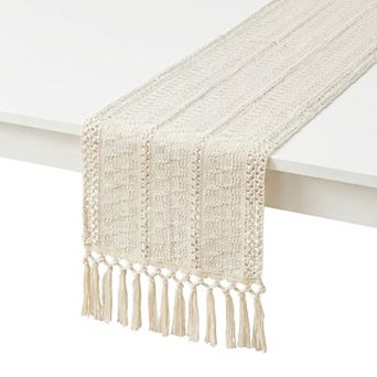 Table Runner with Tassel for Kitchen Decor Washable Cotton Runner for Kitchen 11.8x70.9in