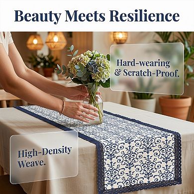 Table Runner for Kitchen DecorWashable Cotton Kitchen Runner for Table 11.8x70.9in