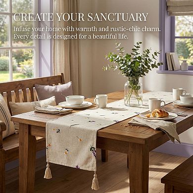 Table Runner for Kitchen Decor Decorations Polyester Kitchen Runner with Tasselation 11.8x70.9in