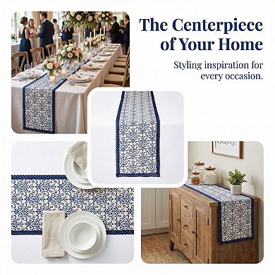 Table Runner for Kitchen DecorWashable Cotton Kitchen Runner for Table 11.8x108.3in