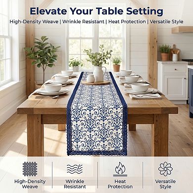 Table Runner for Kitchen DecorWashable Cotton Kitchen Runner for Table 11.8x108.3in