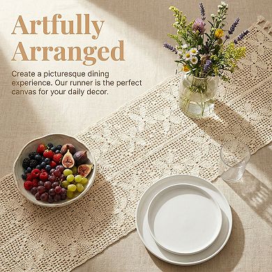 Table Runner for Kitchen Decor Long Washable Cotton Kitchen Runner with Tassel 63in
