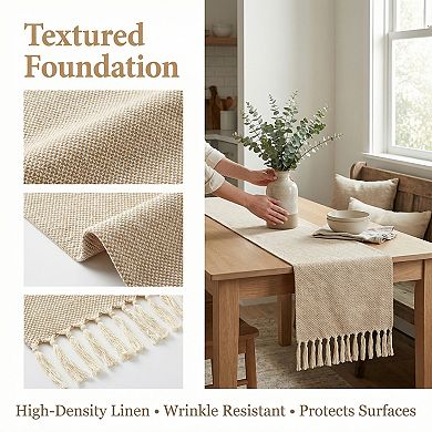 Table Runner for Kitchen DecorLong Washable Tassels Kitchen Runner for Kitchen 13x63in