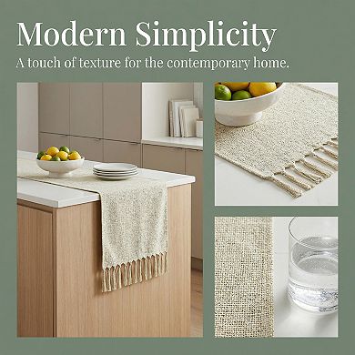 Table Runner with Tassels for Kitchen DecorWashable Polyester Kitchen Runner 13x63in