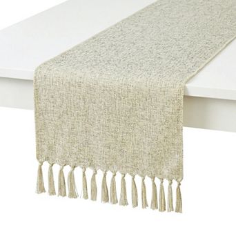 Table Runner with Tassels for Kitchen DecorWashable Polyester Kitchen Runner 13x63in