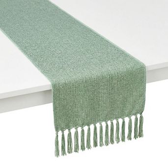 Table Runner with Tassels for Kitchen DecorWashable Polyester Kitchen Runner 13x63in