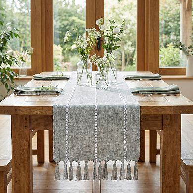 Table Runner for Kitchen Decor Long Washable Polyester Kitchen Runner with Tassel 13x72in