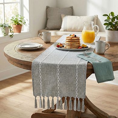 Table Runner for Kitchen Decor Long Washable Polyester Kitchen Runner with Tassel 13x72in