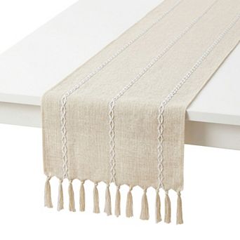 Table Runner for Kitchen Decor Long Washable Polyester Kitchen Runner with Tassel 13x72in
