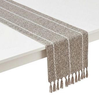 Table Runner for Kitchen Decor Long Washable Polyester Kitchen Runner with Tassel 13x72in