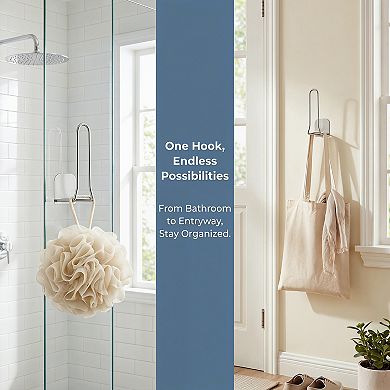 Utility Hooks 8Pcs Metal Durable Hooks Wall Hooks for Hanging Adhesive Hooks1.7x4.4in