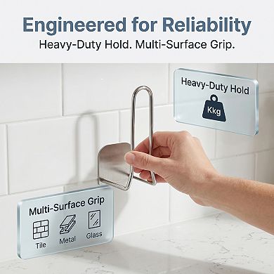 Utility Hooks 8Pcs Metal Durable Hooks Wall Hooks for Hanging Adhesive Hooks1.7x4.4in