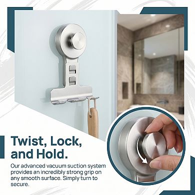 Suction Cup Hooks for Shower 2 Pack Wall Hooks for Hanging Multipurpose Hook5.3x2.4in