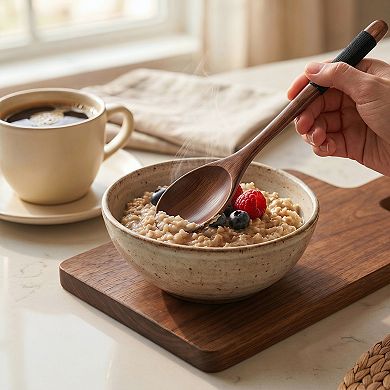 Cooking Utensil Set Wood Kitchen Utensils Cooking Spoons 2Pcs 9.3x1.6in