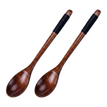 Cooking Utensil Set Wood Kitchen Utensils Cooking Spoons 2 pc 9.3x1.6in