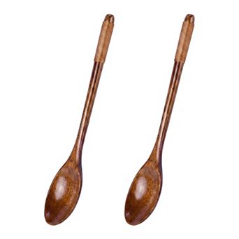 Cooking Utensil Set Wood Kitchen Utensils Cooking Spoons 2 pc 9.3x1.6in