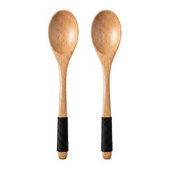 Cooking Utensil Set Wood Kitchen Utensils Cooking Spoons 2 pc 9.3x1.6in