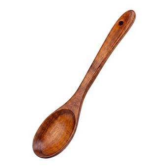 1 pc Wood Cooking Spoon Non Stick Safe Heat Resistant Ergonomic Kitchen Utensil 10.2x2.5in