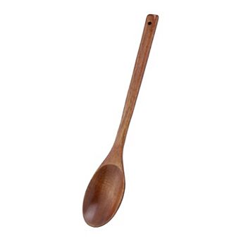 1 pc Wood Spoon Gentle on Non Stick Pans Heat Resistant With Handle 11.2x1.6in