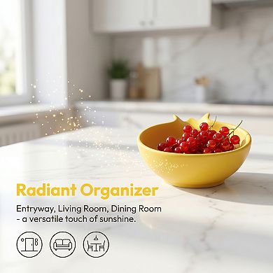 Ceramic Pomegranate Decorative Bowl Artistic Fruit Shaped Trinket Dish 4.4"Lx3.7"Wx1.2"H