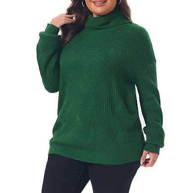 Women's Plus Size Sweater Turtleneck Long Sleeve Fall Winter Knit Chunky Pullover Sweater Tops