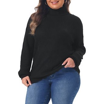 Women's Plus Size Sweater Turtleneck Long Sleeve Fall Winter Knit Chunky Pullover Sweater Tops