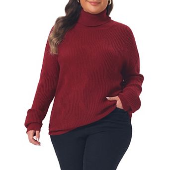 Women's Plus Size Sweater Turtleneck Long Sleeve Fall Winter Knit Chunky Pullover Sweater Tops