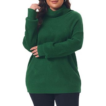 Women's Plus Size Sweater Turtleneck Long Sleeve Fall Winter Knit Chunky Pullover Sweater Tops