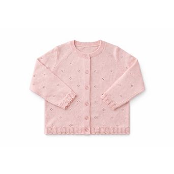 Toddler Girls Spring Scalloped Pointelle Knit Cardigan