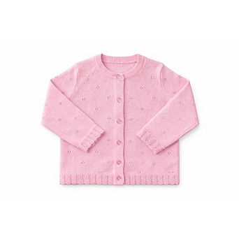 Toddler Girls Spring Scalloped Pointelle Knit Cardigan