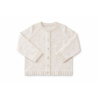 Toddler Girls Spring Scalloped Pointelle Knit Cardigan