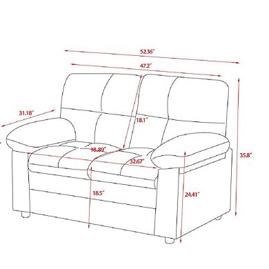 52.36" Modern Chenille Modular Loveseat