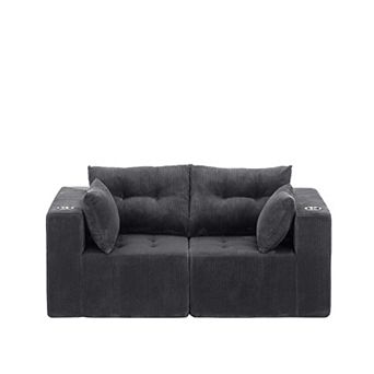 MAXYOYO MaxVario Loveseat Modular Sofa, Corduroy Convertible Chair, No Assembly
