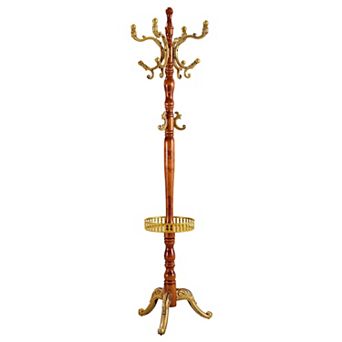 Wood Coat Rack Freestanding, Sturdy Hall Tree, Coat Rack Stand, 14 Hooks, Tray, Entryway Bedroom