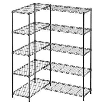 Overhead Garage Storage Rack, Adjustable Ceiling Mounted Lifting System with Safety Lock